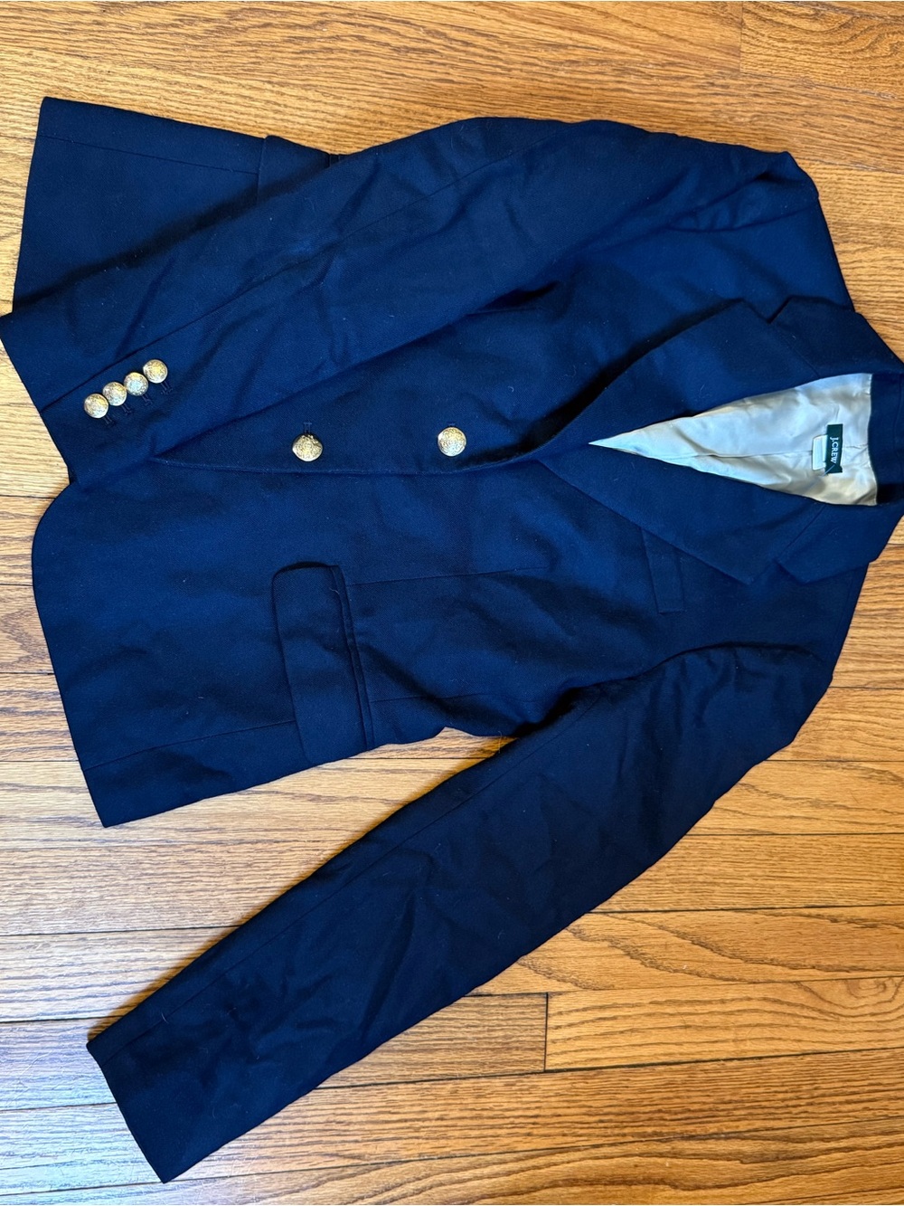 J. Crew Navy Double-Breasted Blazer with Gold Buttons